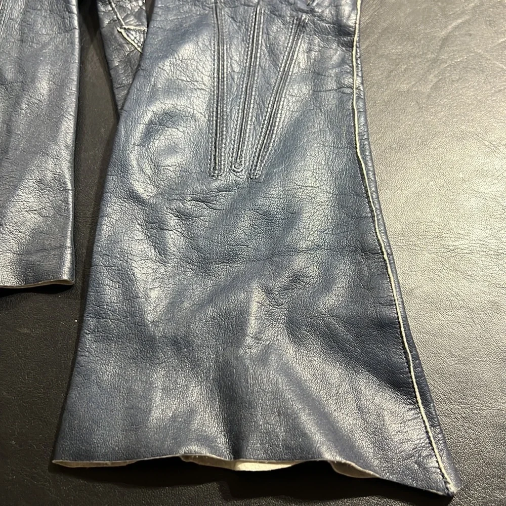 Vintage leather gloves, “Jean Atkins” navy lamb skin - Picture 3 of 7